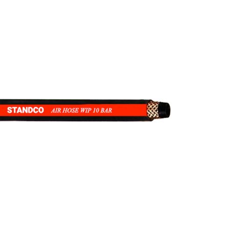 An industrial-grade Air Hose 10 BAR connected to a high-pressure compressor, ideal for heavy-duty pneumatic applications.