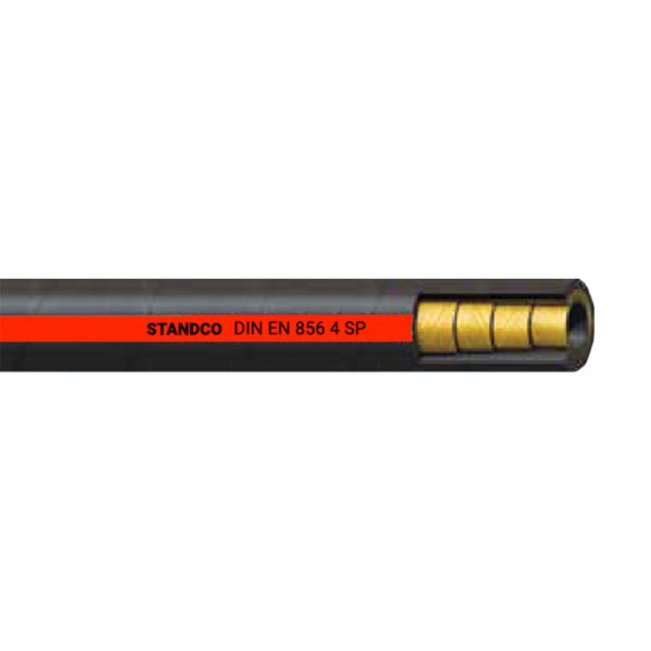 A close-up photo of a flexible hydraulic hose 4 SP, categorized under Hydraulic Hose, used in machinery.