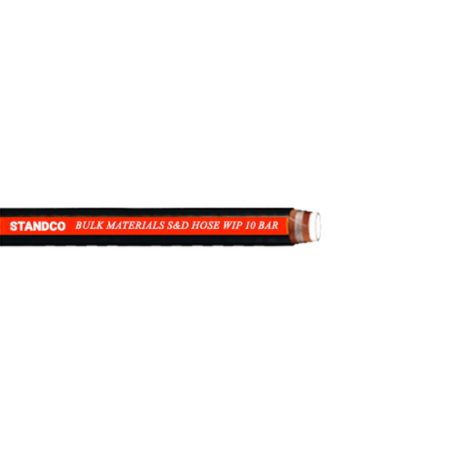 The image depicts a high-quality Bulk Materials Suction Hose (FDA) designed for efficient and safe transportation of food-grade materials, featuring a durable construction, smooth inner lining, and FDA-approved materials