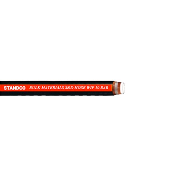 The image depicts a high-quality Bulk Materials Suction Hose (FDA) designed for efficient and safe transportation of food-grade materials, featuring a durable construction, smooth inner lining, and FDA-approved materials