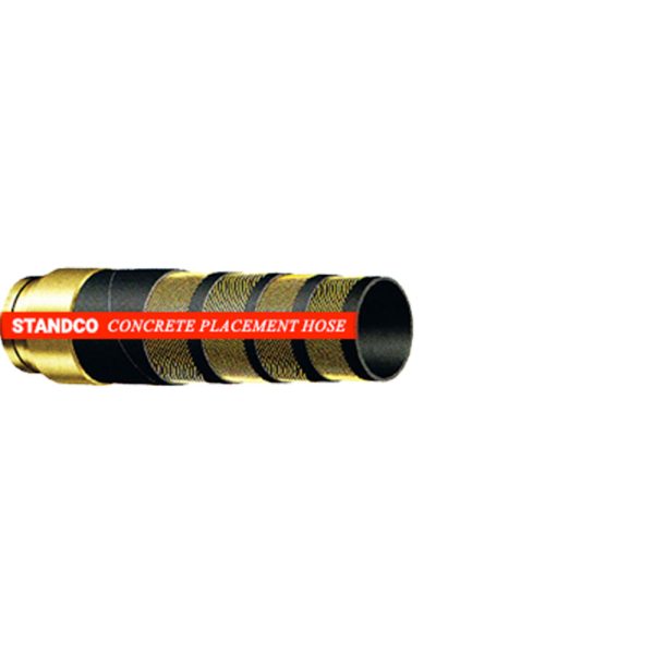The image depicts Concrete Placement Hose, a specialized tool used for efficiently and accurately conveying liquid concrete to precise locations on a building site, ensuring a smooth and controlled placement process.