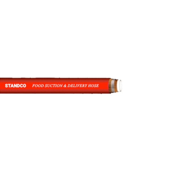The image shows a Food Suction and Delivery Hose, tailored for the suction and delivery of non-fatty food liquids, ensuring optimal hygiene and performance in food service operations.