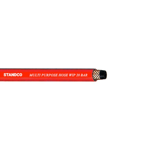 The image depicts a durable and versatile Multi-Purpose Hose that can be used for any household or commercial setting.