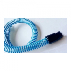 The image depicts the PVC Corrugated Suction Hose (Soft End), showcasing its flexible and durable design suitable for various industrial suction applications.
