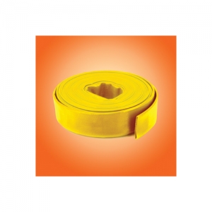 The image displays the robust construction and versatility of PVC Layflat Hose – Standard Duty (Sunny Hose), showcasing its durability and suitability for various applications.