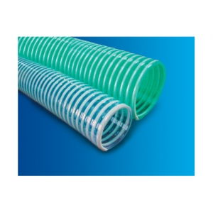 The image showcases the durability and flexibility of the PVC Suction Hose (F-Type), a reliable solution for fluid transfer in industrial applications.