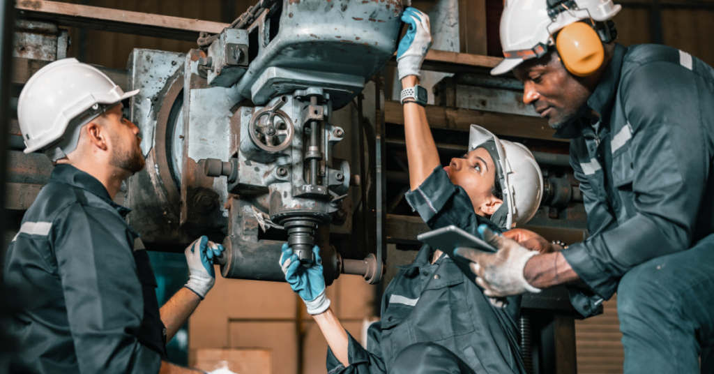 Engineers checking the industrial equipment.